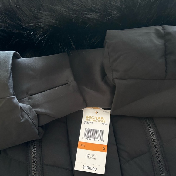 Michael Kors 💅❄️ Black Maxi Long Fur Winter Puffer Coat MK Jacket NEW $400 - Picture 11 of 16